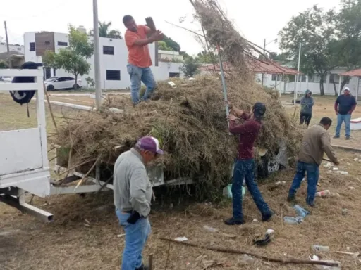 Equipo de Servicios Públicos Realiza Trabajos de Limpieza y Recolección de Maleza en la Col. Ampliación López Mateos