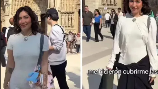 A Tiktoker le prohíben entrar a Notre Dame por atuendo