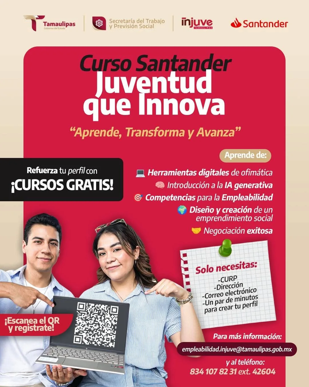 INJUVE Tamaulipas lanza “Juventud que Innova” con cursos gratuitos